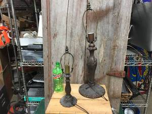 lot 70 image: 2 Antique-look Metal Lamp Bases