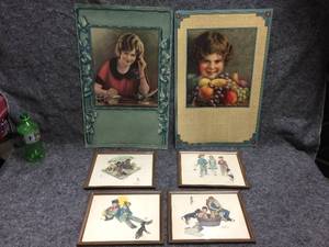 lot 118 image: Vintage Norman Rockwell Pictures & 2 Colander Backers