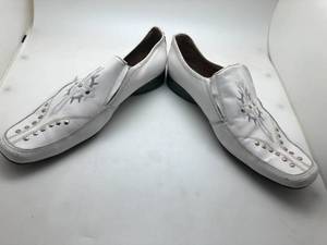 Diego D Litssy White Embroidered Leather Mens Loafers