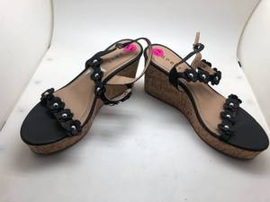 Espirit Vinnie Flower Black Wedge Sandals Womens Size 11