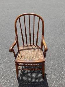 Vintage Cane Seat Bow Back Arm Chair (Solid)