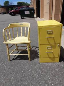 Yellow Captains Chair & 2-Drawer File With Key