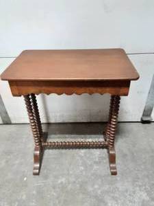 Vintage Spool Leg Side Table With Drawer 24x15x28