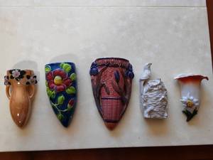 5-Vintage Wall Pockets (Mostly Japan & England)