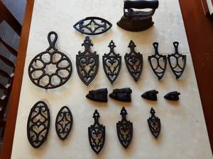 Lot Of Cast Iron Trivets & Irons