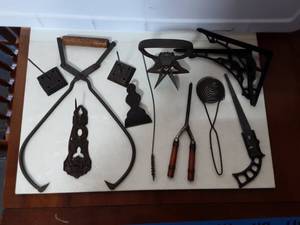 Kemps Ice Cream Tongs, Cast Iron Shelf Brackets & Other Vintage Utensils