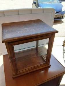 Wood Display Cabinet With Glass Sides & Shelves 14x12x14 Tall