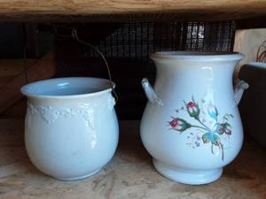 Crock Pottery Chamber Pot & Ironstone Vase
