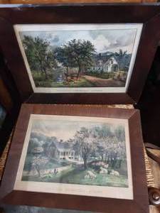 2-Framed Currier & Ives Prints