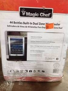 lot 5 image: Magic Chef 44 Bottle Dual Zone Wine Cooler in Stainless Steel customer return see pictures