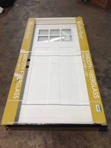 lot 30 image: Feather River 36 in. x 80 in. 6 Lite Clear Craftsman Unfinished Smooth Right-Hand Inswing Fiberglass Prehung Front Door not used see pictures