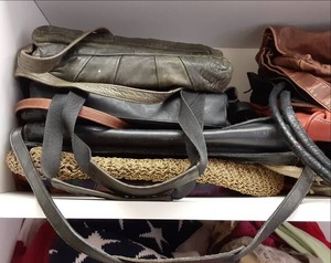 lot 327 image: Shelf lot of womens purses (leather...