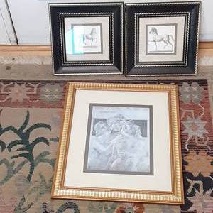 lot 354 image: Two smaller 8x8 framed horse pictur...