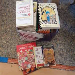 lot 365 image: Box full of Cookbooks with a multit...
