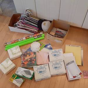 lot 380 image: Writing paper pads, hangers, wrappi...