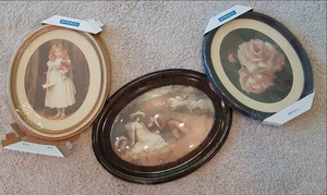 lot 431 image: Set of 3 Oval Framed Retro Prints...