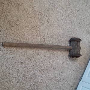 lot 447 image: Large Vintage Wooden & Metal Mallet...