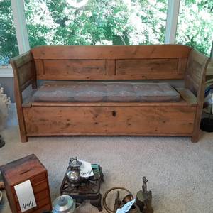 lot 452 image: Long Vintage Heavy Duty Wooden Benc...