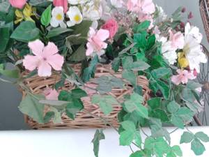 lot 24 image: Large Wicker Planter With Flowers...