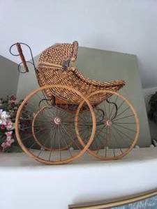lot 25 image: Wicker Baby Carriage ...