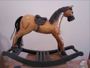 lot 36 image: Wood Rocking Horse 16.5 X 12...