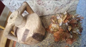 lot 53 image: Unique Wood Carved Jug (13 X 11 X...