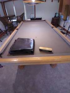 lot 4 image: Heavy Solid Wood Pool Table with or...