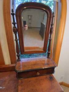 lot 116 image: Antique Wood Small Tilt Mirror With...