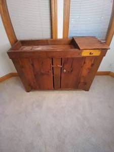 lot 117 image: Vintage Solid Wood Bath Vanity With...
