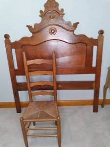 lot 126 image: TwinFull Antique Solid Wood Headbo...