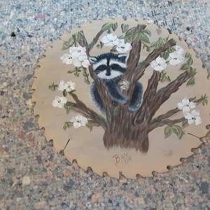 lot 495 image: Hand Painted Metal Saw Blade of a R...