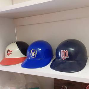lot 612 image: Lot of 3 Plastic Souvenir Helmets. ...