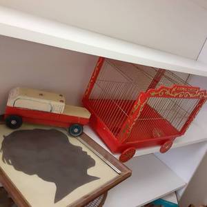 lot 614 image: Vintage Wooden Fire Truck Hand Pain...