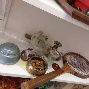 lot 616 image: Vintage Music Box, Tennis Racquet, ...