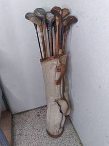 lot 168 image: Vintage Golf Clubs With Wooden Hand...