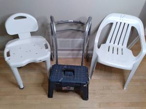lot 202 image: Plastic Chair, Shower Chair, Walker...
