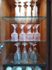 lot 209 image: (3) Shelves of Glassware, Two Shelv...
