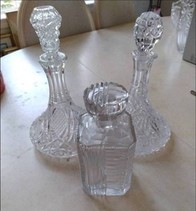 lot 216 image: (3) Crystal Decanters...