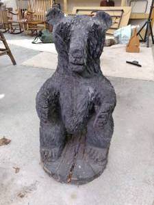 lot 225 image: Large Outdoor Wood Black Bear Statu...
