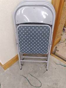 lot 242 image: (3) Folding Metal Upholstered Chair...