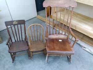 lot 246 image: (3) Vintage Rocking Chairs See Pho...