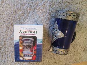 lot 390 image: Set of 2 steins. One is Cobalt blue...