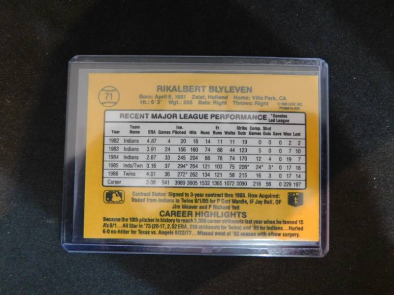 lot 23 image: 1987 Donruss Bert Blyleven In Person Autograph