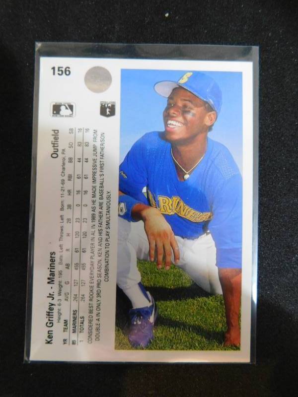 lot 6 image: 1990 Upper Deck Ken Griffey Jr. #156 2nd Year Upper Deck Card