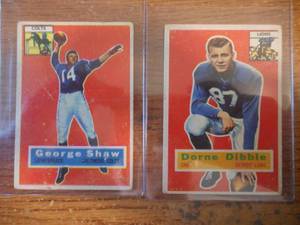 lot 1 image: (2) 1956 Topps Football Card Dibble & Shaw