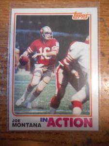lot 9 image: 1982 Topps Joe Montana In Action #489