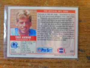 lot 31 image: 1989 Pro Set Troy Aikman Rookie Card #490