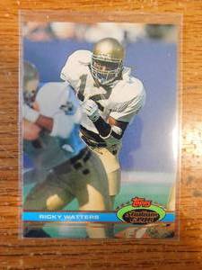 lot 40 image: 1991 Topps Stadium Club Ricky Waters Rookie Card #60