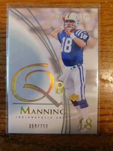 lot 48 image: 2003 Ultimate Collection Peyton Manning Card #1 Serial Numbered 359750RARE CARD
