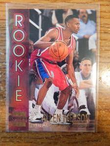 lot 67 image: 1996 Topps Stadium Club Allen Iverson Rookie Card #16
